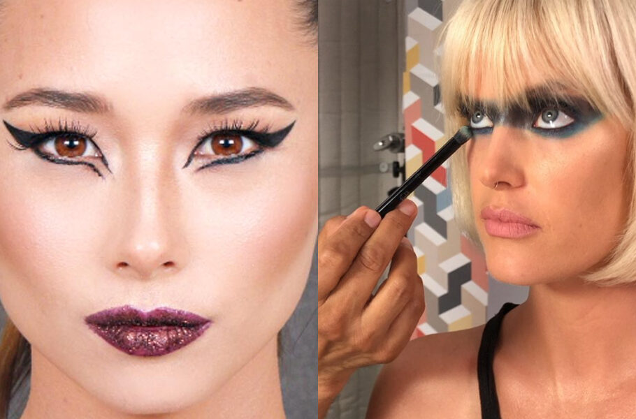 side by side images of easy halloween makeup
