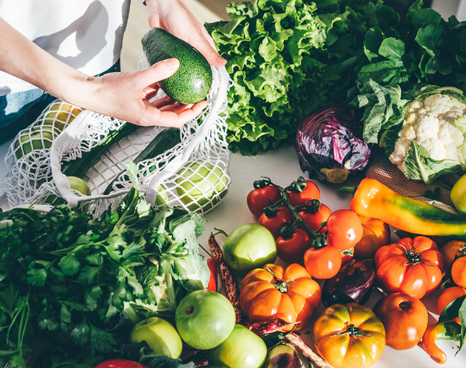 produce on a kitchen counter
