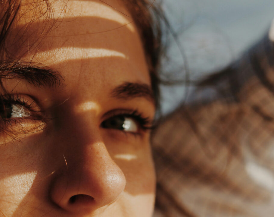 close up of woman's eyes