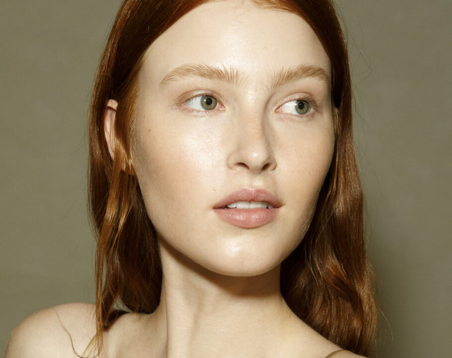 A model poses backstage at fashion show