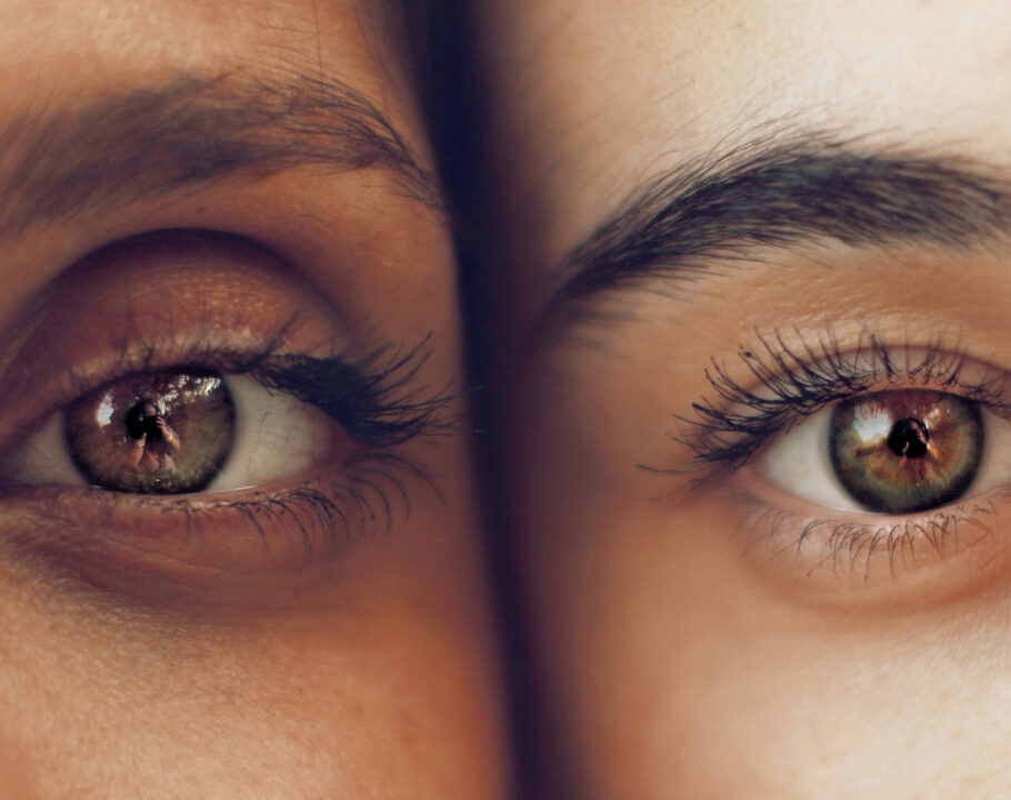 close up of two women's eyes