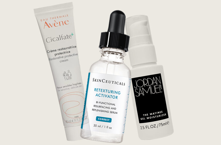 Various hydrating and reparative skin care products