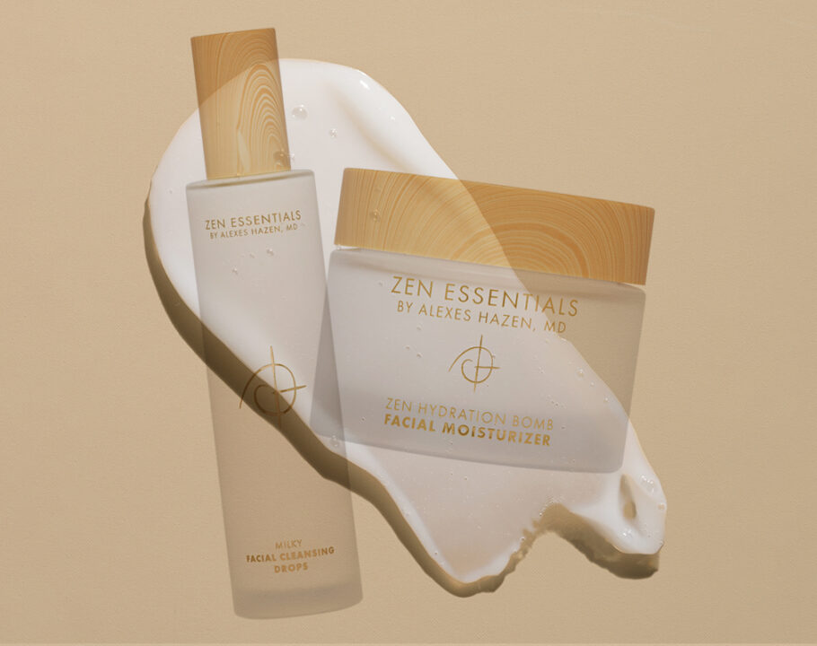 zen essentials products on a smear background